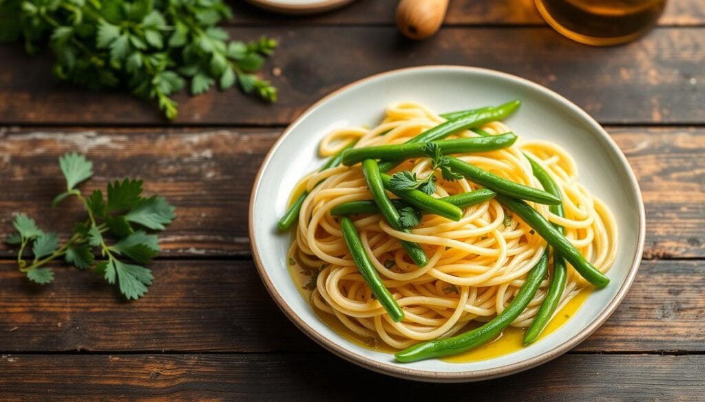 pasta and green beans