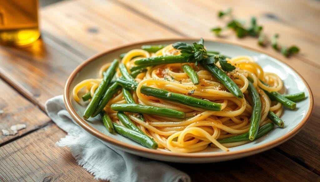 pasta and green beans